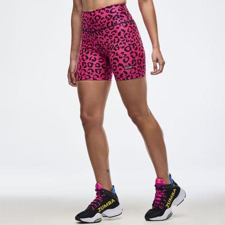 Zumba Sizzlin' High Waisted Biker Shorts - Pink/Black