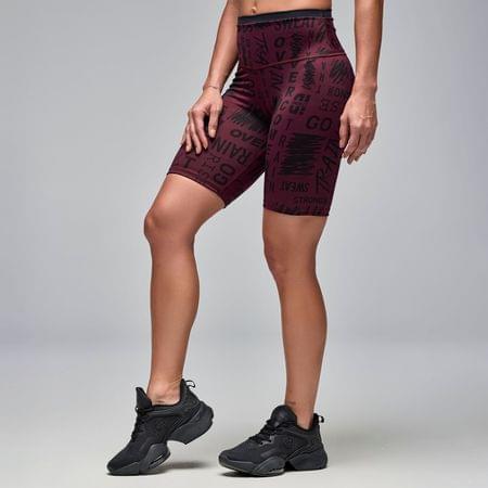 STRONG iD High Waisted Biker Shorts - Burgundy/Black