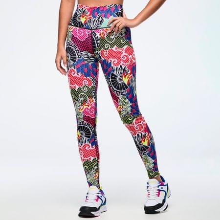 Eastern Flavor High Waisted Ankle Legging - Pink/Yellow