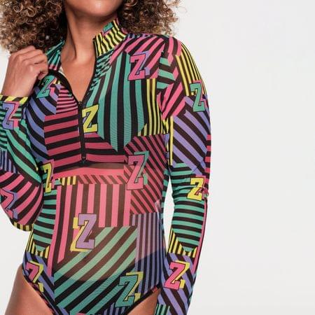 ZW Varsity Long Sleeve Mesh Bodysuit