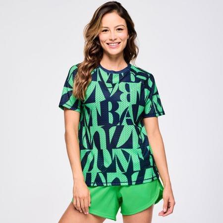 Zumba Out Loud Mesh Crew Neck Top
