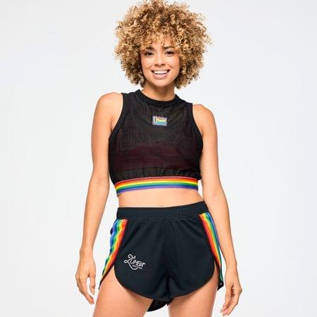 Zumba Crop Mesh Tank With Elastic Waistband