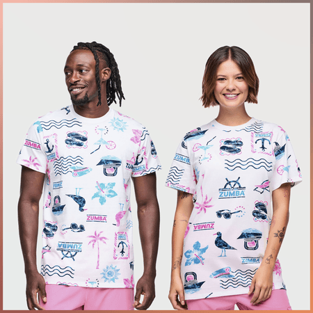 Zumba Cruise Unisex Tee - White/Blue
